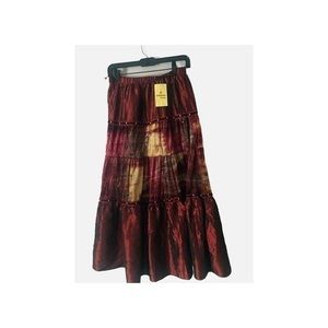 Vintage Bohemian Skirt Red & Yellows, Handmade in Spain  NEW